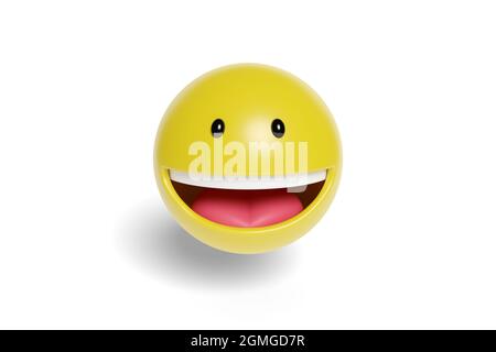 Happy emoji isolé sur fond blanc. illustration 3d. Banque D'Images