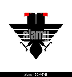 Symbole aigle à deux têtes. Signe de l'oiseau de proie noir. Logo Hawk Illustration de Vecteur