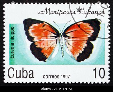 CUBA - VERS 1997 : un timbre imprimé à Cuba montre Sleepy Orange, Eurema Nippe, Butterfly, vers 1997 Banque D'Images