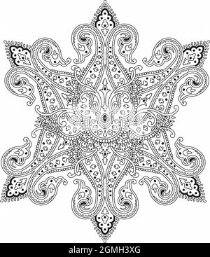 Figure mandala pour colorer les gribouts esquisse bonne humeur et utilise des carreaux de céramique aussi dans le tissu textile motif Banque D'Images