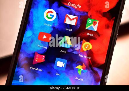 New Delhi, Inde - 22 décembre 2019 : Google Apps sur smartphone Banque D'Images