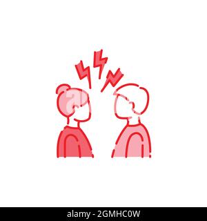 Icône de ligne de couleur de conflit. Désaccord, problèmes de relation concept. Inscrivez-vous pour accéder à la page Web, à l'application mobile, au bouton et au logo. Contour modifiable Illustration de Vecteur