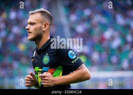 Milan, Italie - septembre 18 2021 - dimarco federico en action pendant la série A match Inter- Bologna San Siro Stadium crédit: Christian Santi/Alay Live News Banque D'Images