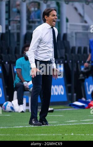 Milan, Italie - septembre 18 2021 - simone inzaghi f.c. inter entraîneur pendant la série A match Inter- Bologna San Siro stade crédit: Christian Santi/Alay Live News Banque D'Images