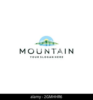 Motif moderne MOUNTAIN Hill Sunrise Lake Illustration de Vecteur