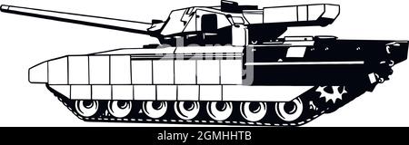 Char de bataille russe. Réservoir d'Armata. Char d'armée. Vecteur isolé sur blanc. Illustration de Vecteur