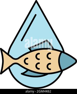 Icône de goutte d'huile de poisson. Contour de l'huile de poisson vecteur icône couleur plat isolé Illustration de Vecteur