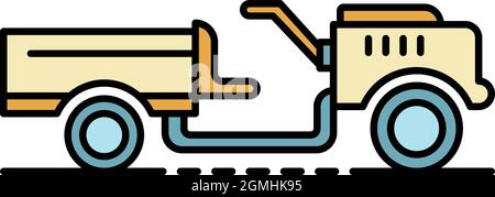 Icône tracteur marchant. Contour tracteur de marche vecteur icône couleur isolé à plat Illustration de Vecteur