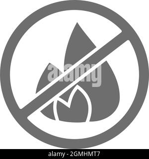 Panneau interdit avec feu, lutte contre les incendies, pas d'icône grise de feu de camp. Illustration de Vecteur