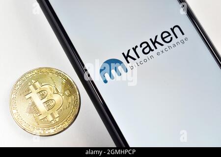New Delhi, Inde, 14 janvier 2020:- Kraken Trading Platform for crypto-monnaie Banque D'Images