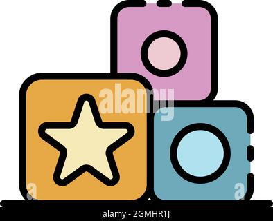 Icône jouets cubes. Contour cube jouets vecteur icône couleur plat isolé Illustration de Vecteur