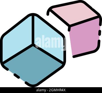 Icône jouet cube. Contour cube jouet vecteur icône couleur plat isolé Illustration de Vecteur