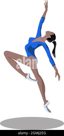 Vector flexible Afrique ballerine dans le sport robe de body, saut et danse sur les chaussures pointe. Femme magnifique danseuse de théâtre classique Illustration de Vecteur