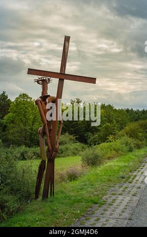 Geisain le Rhoen, Allemagne- août 2021: Chemin de l'espoir sur l'ancienne frontière intérieure-allemande Banque D'Images