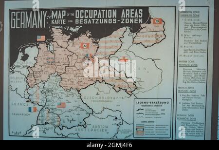 Geisa dans le Rhode, Allemagne août 2021: Carte d'époque des zones d'occupation Banque D'Images