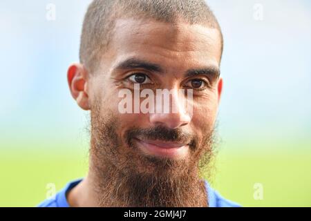 HUDDERSFIELD, ROYAUME-UNI. 18 SEPT Lewis Grabban de Nottingham Forest pendant le match de championnat de Sky Bet entre Huddersfield Town et Nottingham Forest au stade John Smith, Huddersfield le samedi 18 septembre 2021. (Crédit : Jon Hobley | MI News) Banque D'Images