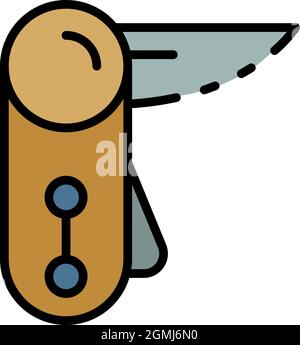 Icône de couteau de camp. Contour camp pencouteau vecteur icône couleur plat isolé Illustration de Vecteur