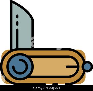 Icône de couteau de poche. Contour poche couteau vecteur icône couleur plat isolé Illustration de Vecteur