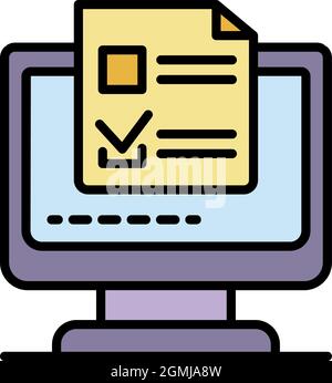 Icône de vote du moniteur en ligne. Contour en ligne moniteur vote vecteur icône couleur plat isolé Illustration de Vecteur