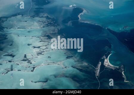 Vue aérienne sur Cayo Santa María, archipel des Jardines del Rey, au large de la côte nord de Cuba Banque D'Images