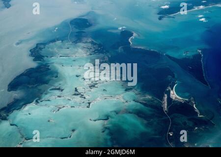 Vue aérienne sur Cayo Santa María, archipel des Jardines del Rey, au large de la côte nord de Cuba Banque D'Images