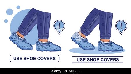 Icône de surchaussures. Surchaussure chirurgicale jetable de protection Medic. Uniforme médical stérile pour le pied. Protection pour chaussures. Sacs de marche en plastique. Vecteur Illustration de Vecteur