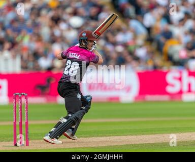 Tom Abell batting pour Somerset dans le cadre de la journée des finales de Blast Vitality T20 à Edgbaston. Banque D'Images