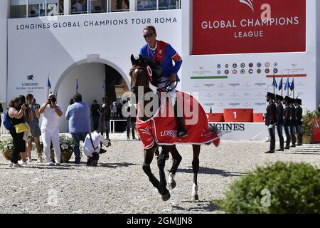 Rome, Italie. 18 septembre 2021. Peder Fredricson (Valkenswaard United) lors du Longines Global Champions Tour, décerne la Ligue mondiale des champions le 18 septembre 2021 à Circo Massimo Credit: Independent photo Agency/Alay Live News Banque D'Images