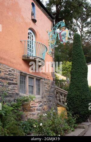 Détail bâtiment village Portmeirion Banque D'Images