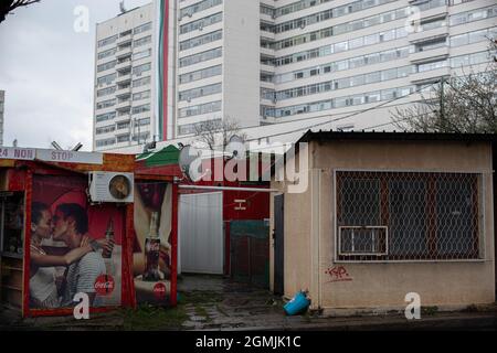 Ancienne gare routière près de l'hôpital VMA, Sofia Bulgarie Banque D'Images