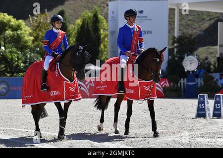 Edwina Tops-Alexander et Peder Fredricson (Valkenswaard United) lors du Longines Global Champions Tour, récompensant la Global Champions League le mois de septembre Banque D'Images