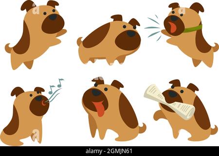 Chien aboyant, animal canin, animal avec journal Illustration de Vecteur