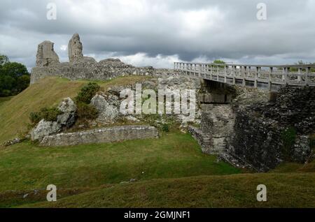 Château de Montgomery Castell Trepaldwyn situé sur une crête rocheuse au-dessus de la ville de Montgomery powys Wales UK Banque D'Images