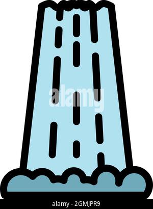 Icône cascade. Contour cascade vecteur icône couleur plat isolé Illustration de Vecteur