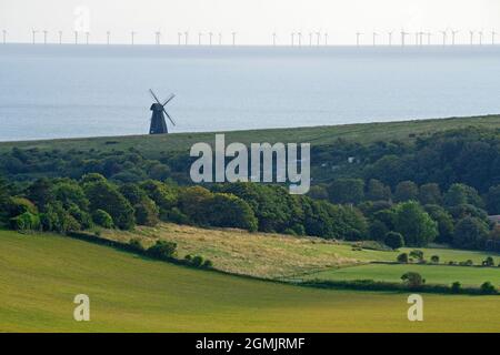 Beacon Mill ou New Mill sur le parc national de South Downs, Rotingdean, Sussex, Angleterre Banque D'Images