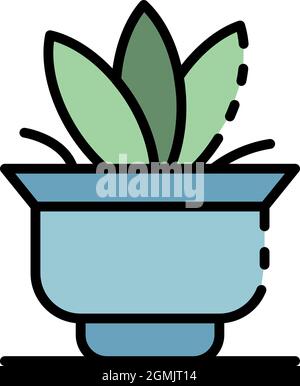 Icône de la grande plante du foyer à feuilles. Contour grande feuille vecteur de la houseplant icône couleur plat isolé Illustration de Vecteur