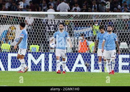 Lazio joueur réagir après Keita Balde 2-2 but pendant le championnat italien Serie Un match de football entre SS Lazio et Cagliari Calico le 19 septembre 2021 au Stadio Olimpico à Rome, Italie - photo Federico Proietti / DPPI Banque D'Images