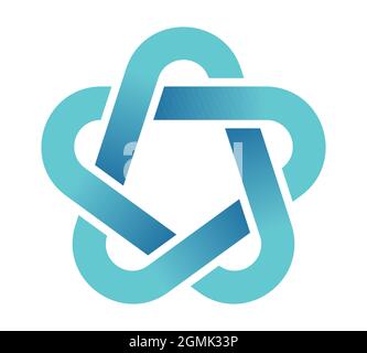 Symbole étoile avec coins arrondis. Conception plate. Couleur turquoise. Logo, isolé sur fond blanc. Icône de dégradé de couleurs. Illustration vectorielle. Illustration de Vecteur