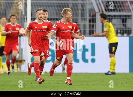 Dortmund, Allemagne. 19 septembre 2021. Firo: 19.09.2021 Fuvuball: Soccer: 1. Bundesliga, saison 2021/2022 BVB, Borussia Dortmund - Union Berlin Andreas Voglsammer, pousses, qui, but, à, 3: 2, jubilation, Cheers crédit: dpa/Alamy Live News Banque D'Images