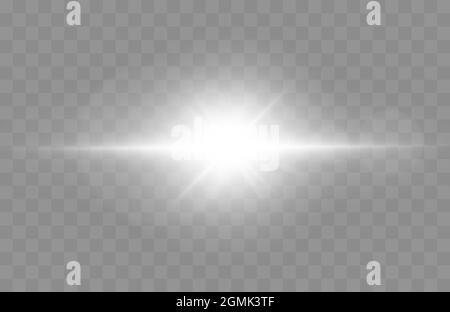 Illustration du vecteur d'évasement de l'objectif. Effet de lumière incandescente isolé sur fond transparent. Illustration de Vecteur