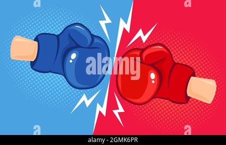 Logo Vector vintage pour une boxe avec des gants. Emblème vintage de deux gants de boxe. Illustration de Vecteur