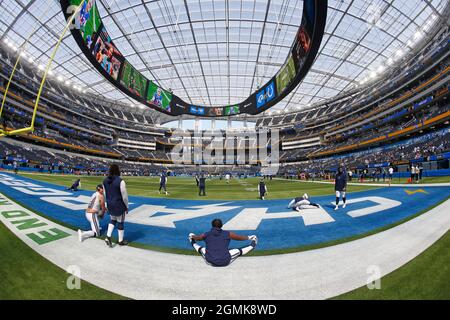 Inglewood, Californie, États-Unis. 19 septembre 2021. Vue générale du stade SOFI avant le match de football de la NFL entre les Chargers de Los Angeles et les Cowboys de Dallas au stade SOFI d'Inglewood, en Californie. Crédit photo obligatoire : Charles Baus/CSM/Alay Live News Banque D'Images