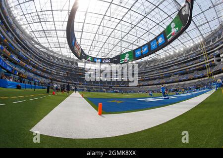 Inglewood, Californie, États-Unis. 19 septembre 2021. Vue générale du stade SOFI avant le match de football de la NFL entre les Chargers de Los Angeles et les Cowboys de Dallas au stade SOFI d'Inglewood, en Californie. Crédit photo obligatoire : Charles Baus/CSM/Alay Live News Banque D'Images