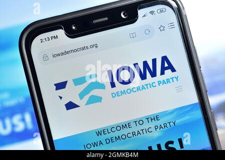 New Delhi, Inde - le 08 février 2020 : LE PARTI démocratique DE L'IOWA se joint à la page Banque D'Images