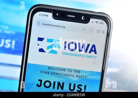 New Delhi, Inde - 08 février 2020: IOWA Democratic Party Website for Rejoignez Banque D'Images