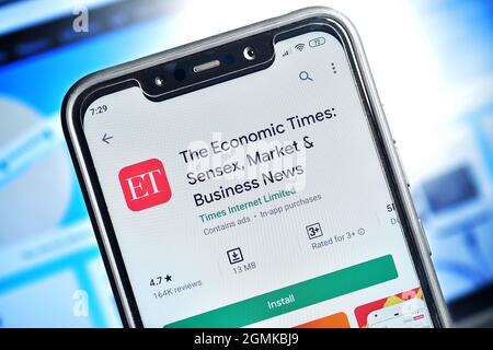 New Delhi, Inde - 10 février 2020 : l'application Economic Times sur smartphone, nouvelle application indienne Banque D'Images