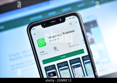 New Delhi, Inde - 10 février 2020 : application WhatsApp Business sur smartphone Banque D'Images