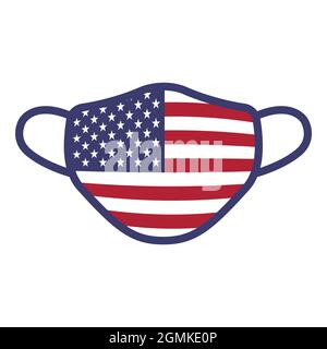 Drapeau américain médical masque de visage icône vecteur illustration de stock Illustration de Vecteur
