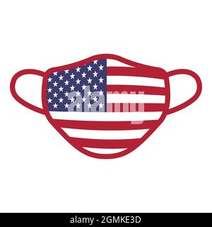 Drapeau américain médical masque de visage icône vecteur illustration de stock Illustration de Vecteur