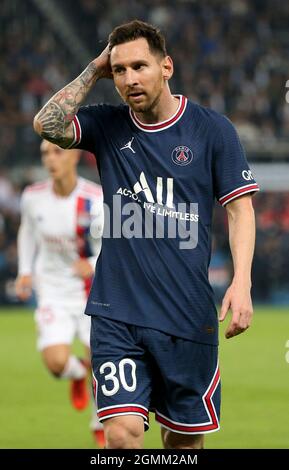 Paris, France. 19 septembre 2021. Lionel Messi du PSG lors du championnat français Ligue 1 de football entre Paris Saint-Germain (PSG) et Olympique Lyonnais le 19 septembre 2021 au stade du Parc des Princes à Paris, France - photo Jean Catuffe/DPPI crédit: DPPI Media/Alay Live News Banque D'Images